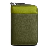 GADIEMKENSD Credit Card Holders for Men RFID Blocking Compact Wallet for Women Travel Oyster Business Bank Cards Protector Genuine Leather Purse Keychain Sleeve Case Apple Yellow/Army Green